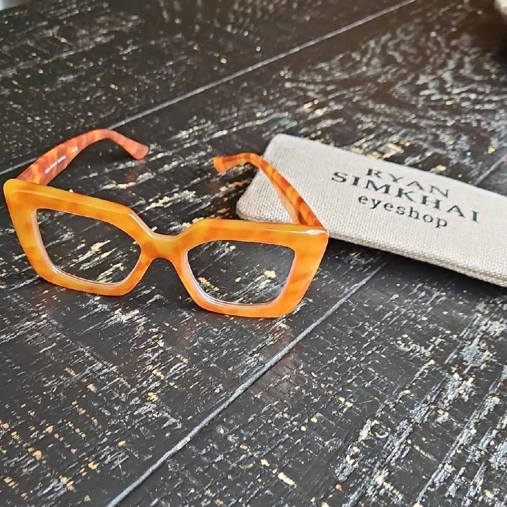 RYAN SIMKHAI Bold NEW Orange Reading Glasses 2.50 Strength Geometric Glasses